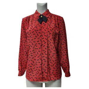 70s Impressions of California Red Polka Dot Geometric print blouse . fits M - L